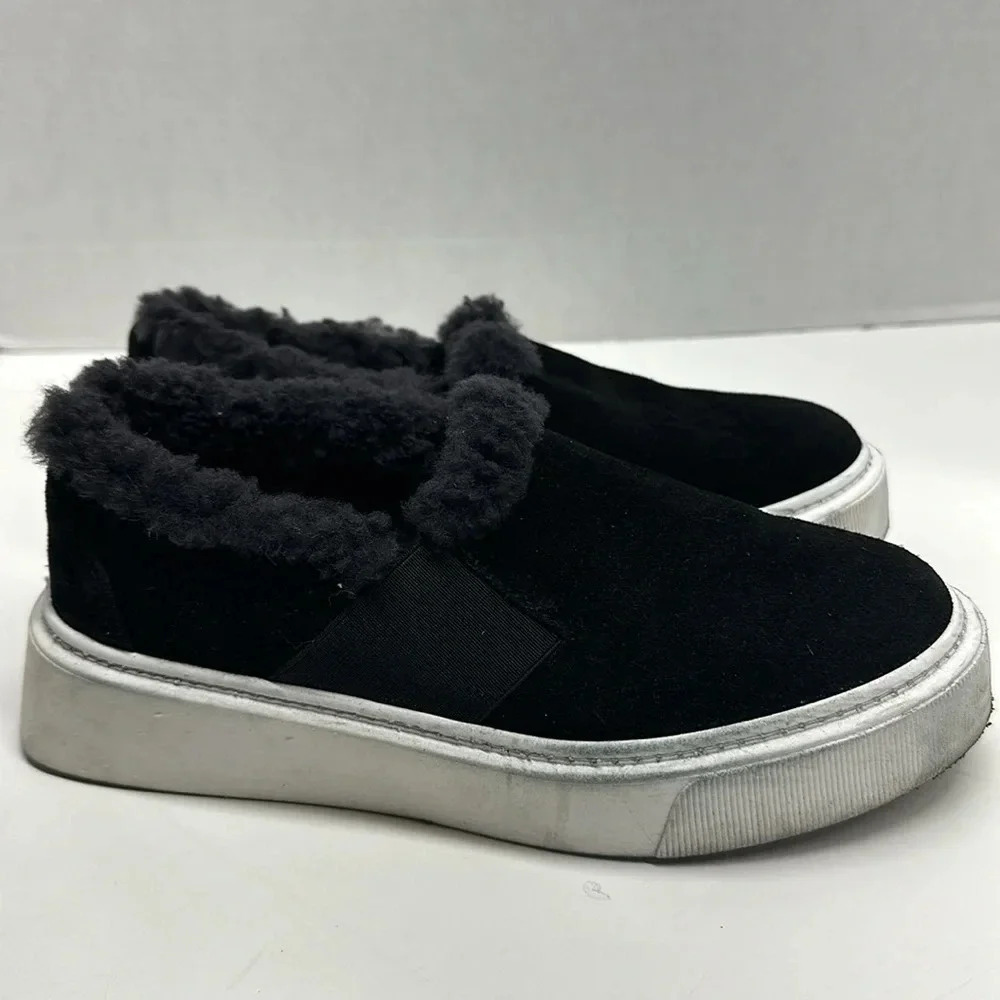 M Gemi Luciana Sofia Sneaker Shoes Shearling Lined Black White Size 35.5 US 5.5